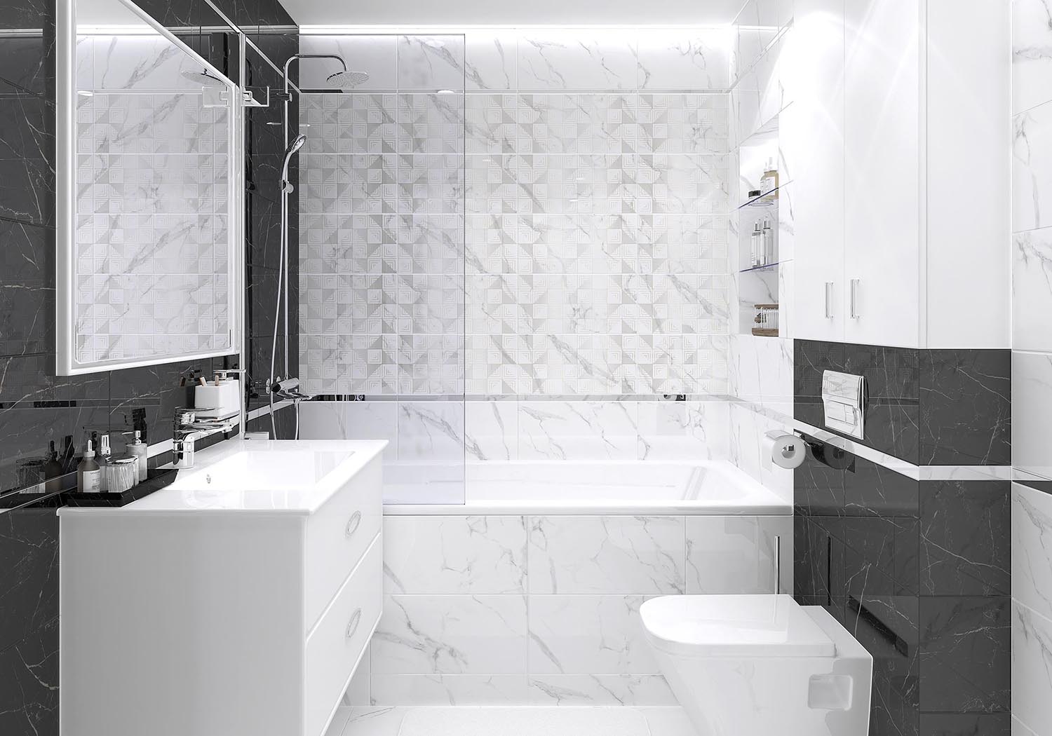 Отделка ванной мрамором – дизайн интерьеров с фото