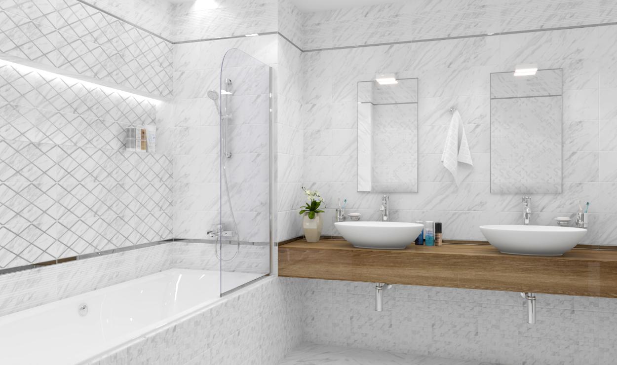 Белая плитка в ванной. Как сделать интерьер стильным?