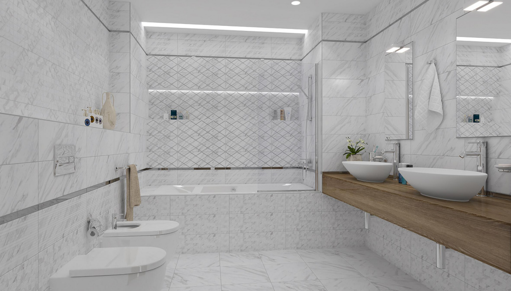 Современный дизайн ванной комнаты. Аксессуары для ванной комнаты и туалета